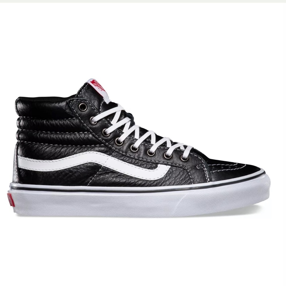 VANS Black Leather Sk8-Hi Slim Shoes